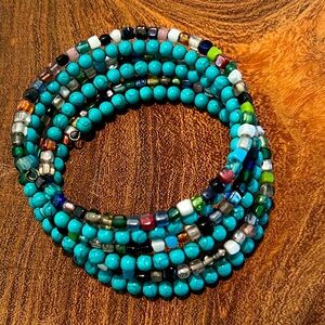 Turquoise Wire Wrap Beaded Bracelet